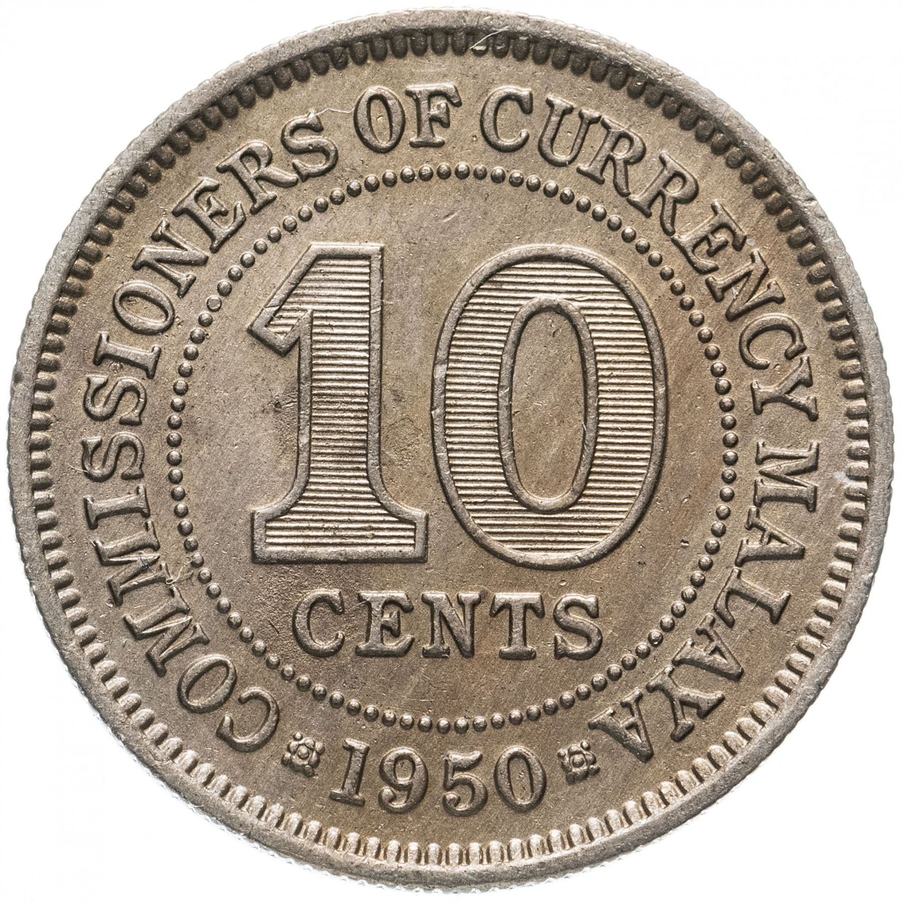 Malaya | 10 Cents Coin | George VI | Km:8 | 1948 - 1950