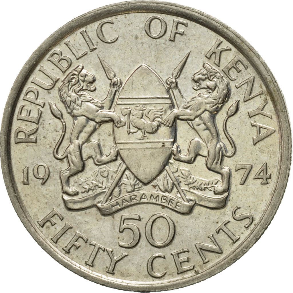Kenya 50 Cents | Mzee Jomo Kenyatta Coin | KM13 | 1969 - 1978