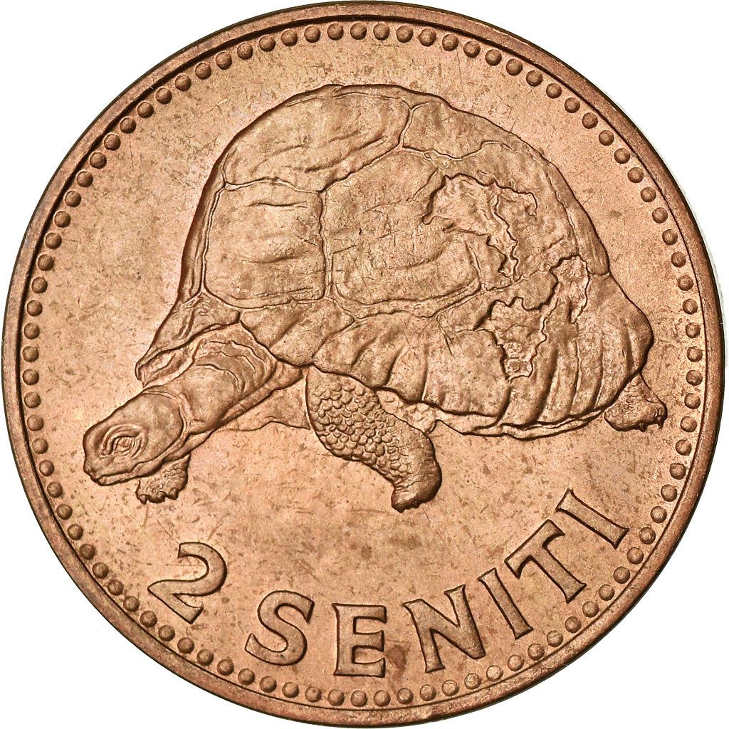 Tonga | 2 Seniti Mønt | Dronning Tupou III | Skildpadde | Km:5 | 1967