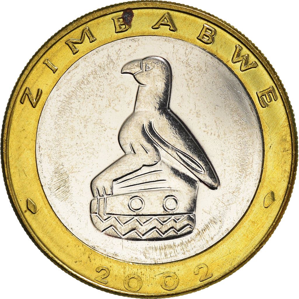 Zimbabwe Coin 5 Dollars Coin | Bateleur Eagle | Black Rhino | KM13 | 2001 - 2003
