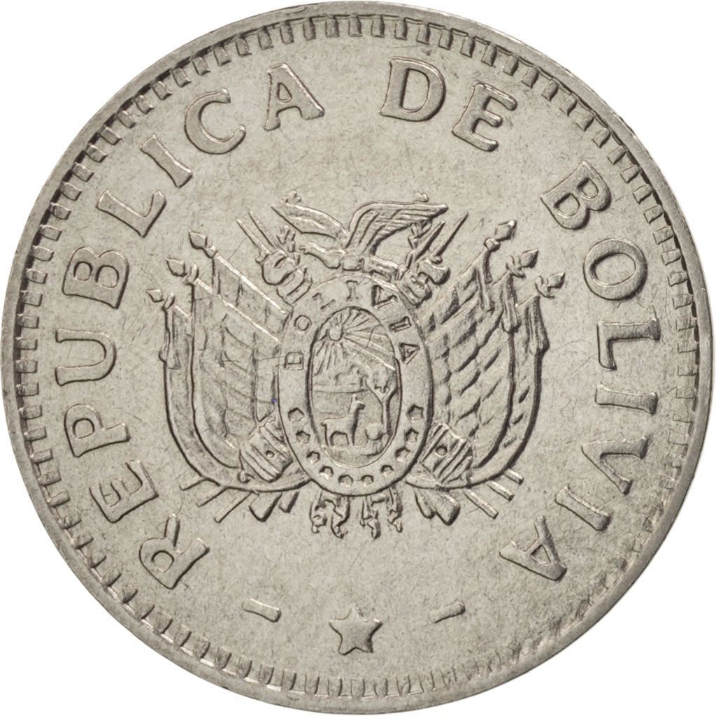 Bolivia | 10 Centavos | Stainless steel | Coat of Arms | KM:202 | 1987-1997