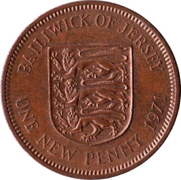 Jersey | 1 New Penny Coin | Elizabeth II | Lions | Km:30 | 1971 - 1980