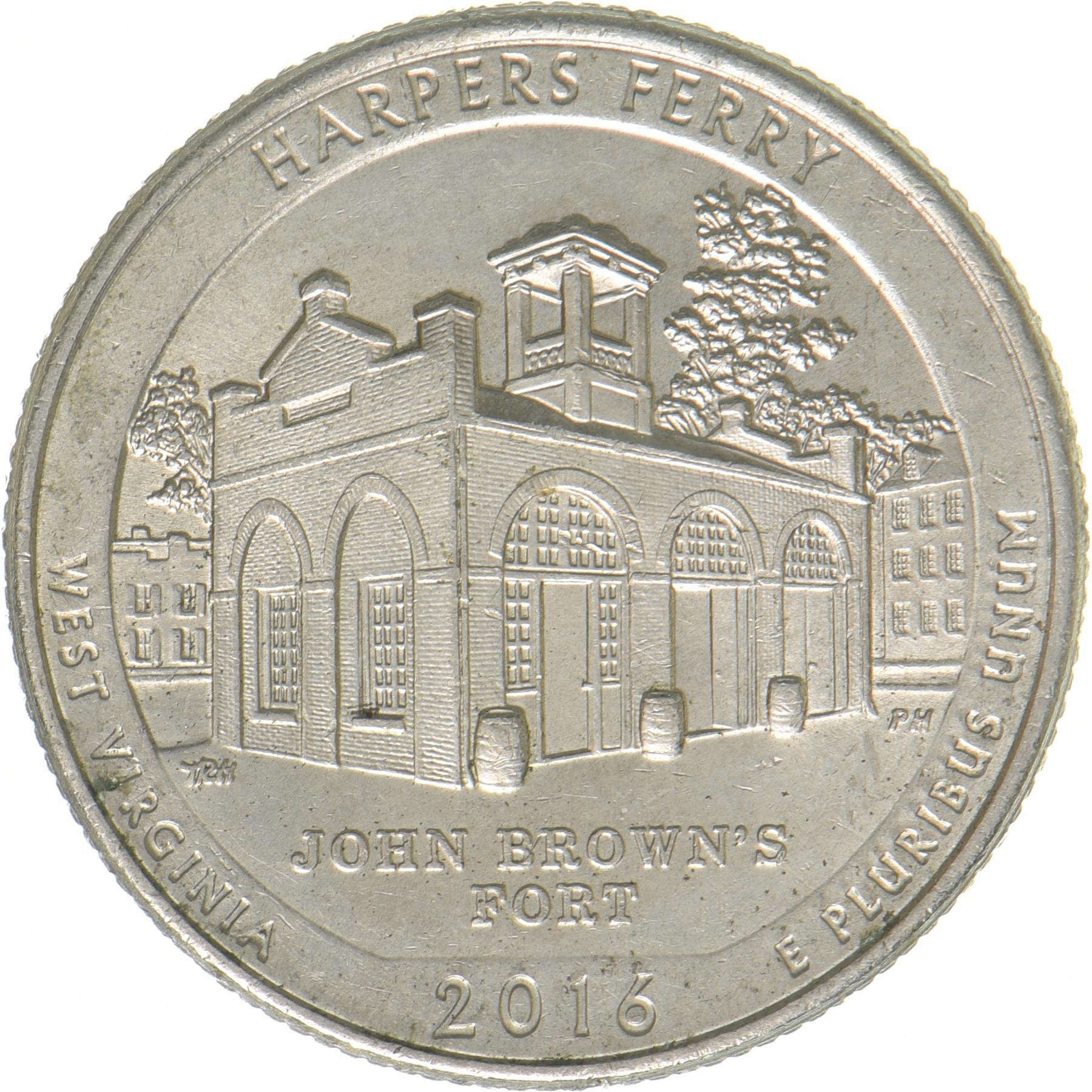 United States | 1/4 Dollar Coin | Harpers Ferry Park | KM:637 | 2016