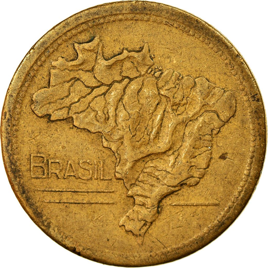 Brazil | 1 Cruzeiro Coin | Map of Brazil | Km:558 | 1942 - 1956