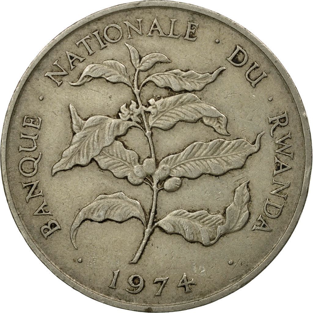 Rwanda | 10 Francs Coin | Coffee Plant | Km:14.1 | 1974