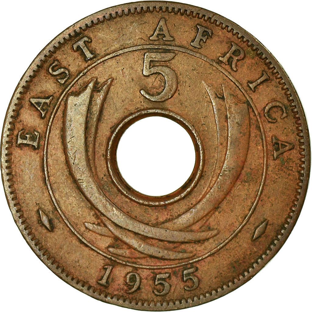 East Africa | 5 Cents Coin | Crown | Tusks | Km:37 | 1955 - 1963