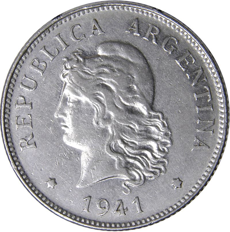 Argentina 50 Centavos Coin | Oudine | Phrygian cap | 1941
