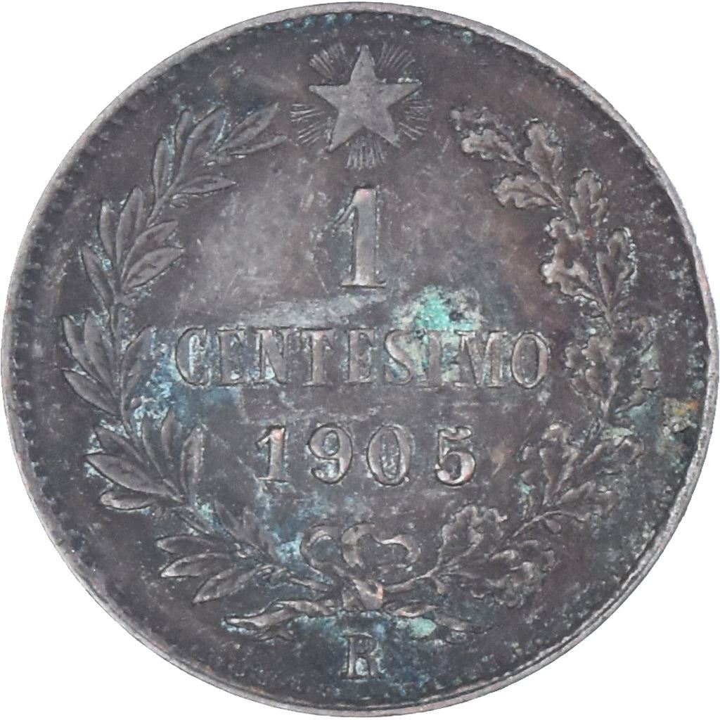 Italy 1 Centesimo Coin Vittorio Emanuele III | Branch | Oak Laurel | Star | KM35 | 1902 - 1908