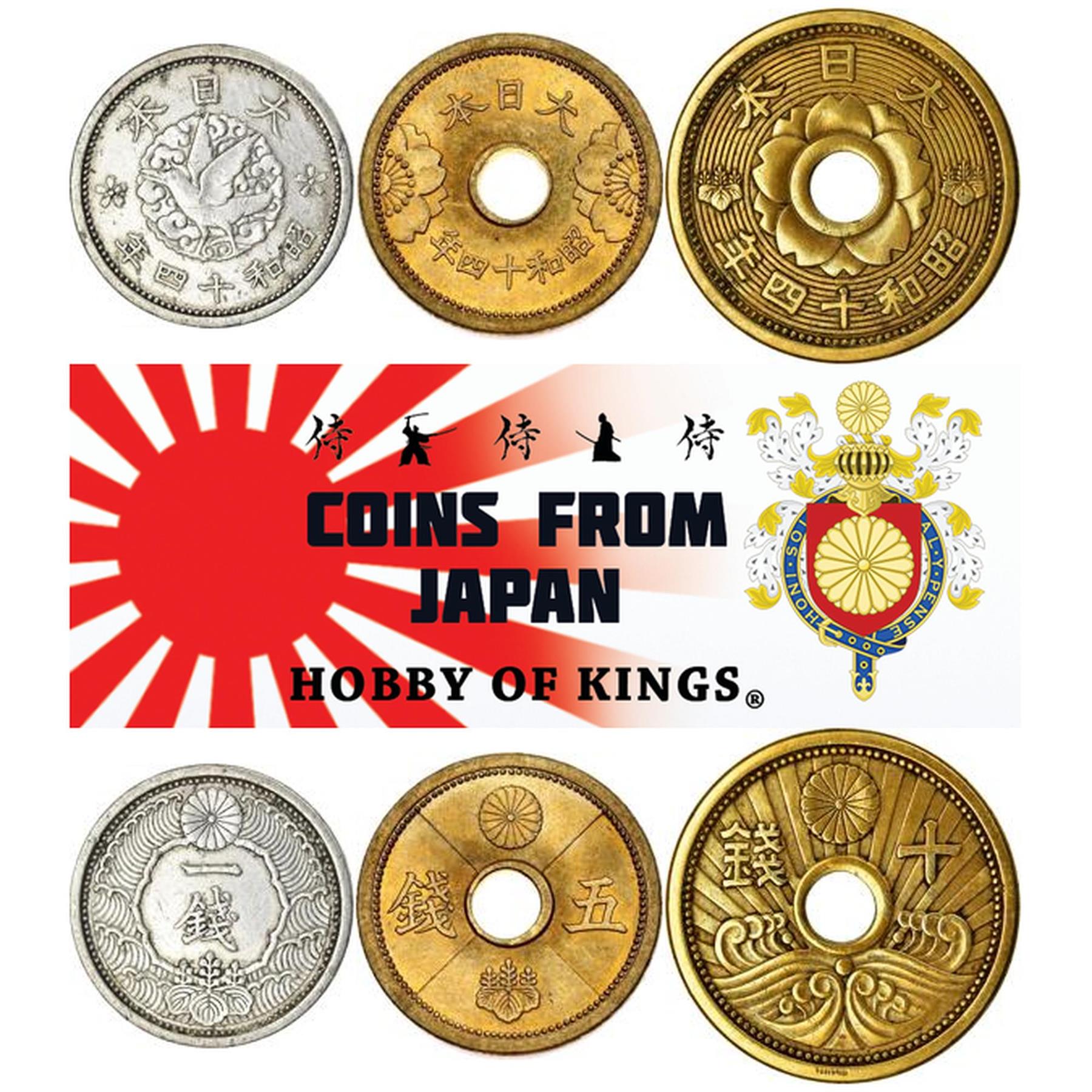 Japan | 3 Coin Set | 1 5 10 Sen | 1938 - 1940