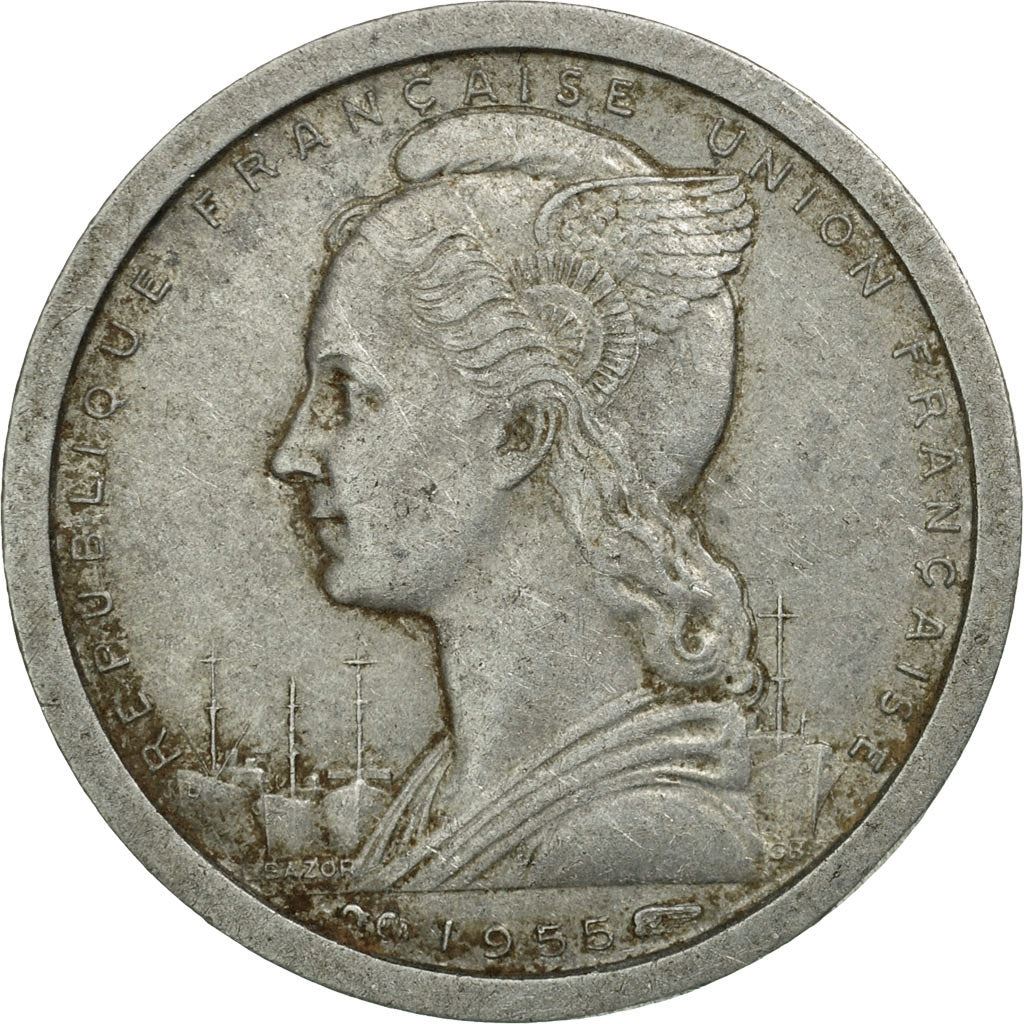 French West Africa | 1 Franc Coin | Marianne | Gazelle | Maize | Km:3 | 1948 - 1955