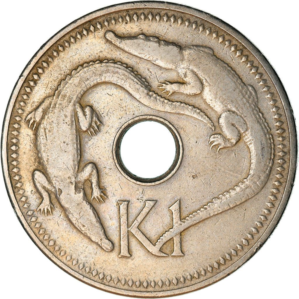 Moeda da Papua Nova Guiné Papua-Nova-Guiné 1 Kina | Isabel II | Crocodilo | KM6 | 1975 - 1999