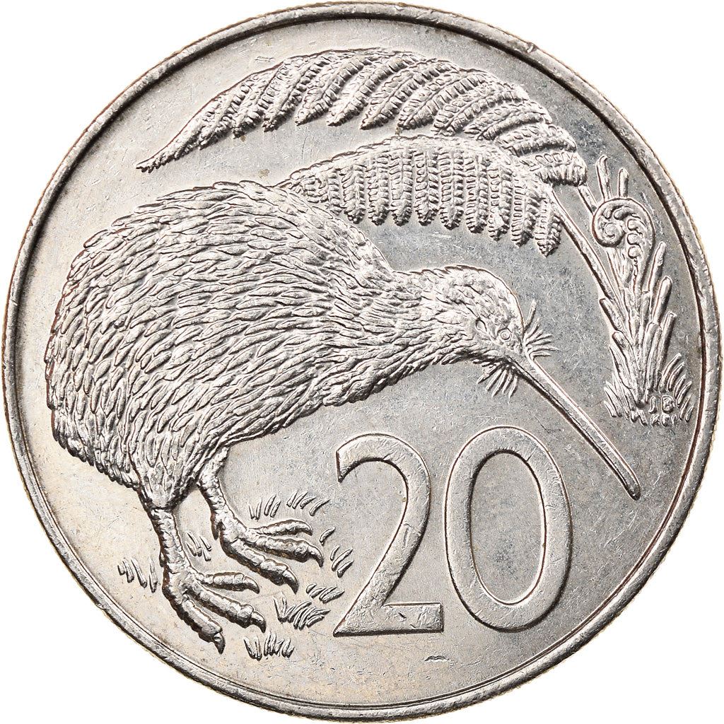 New Zealander 20 Cents Coin | Queen Elizabeth II | Kiwi Bird | KM62 | 1986 - 1989