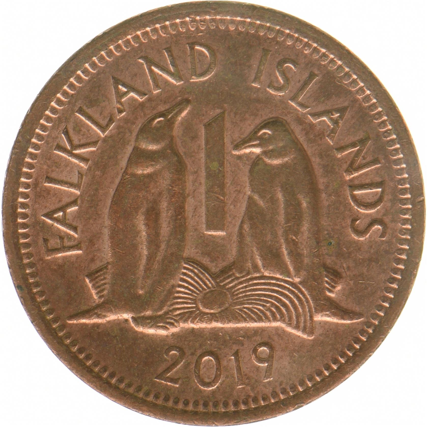 Falkland Islands | 1 Penny Coin | Gentoo Penguins | KM:199 | 2019