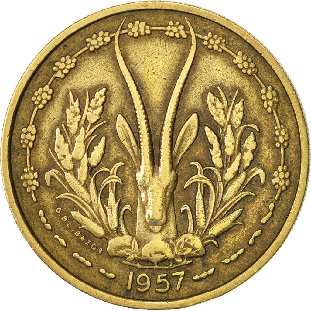 French West Africa | 25 Francs Togo Coin | Sawfish | Gazelle | Maize | Km:9 | 1957