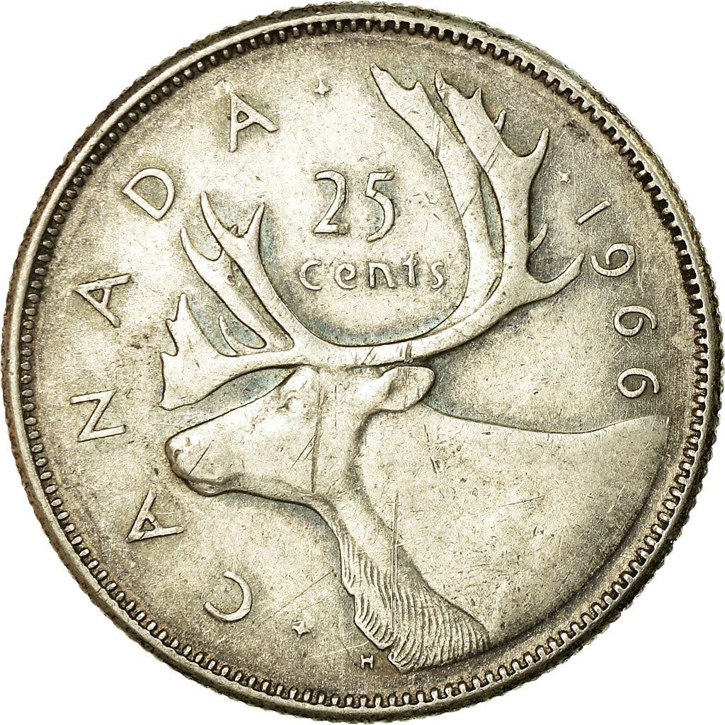 Canada | 25 Cents Coin | Silver | 2nd portrait | KM:62 | 1965-1966