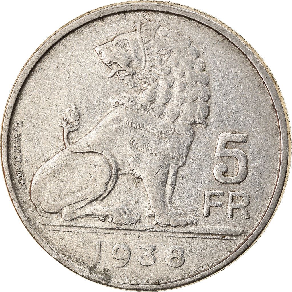 Belgium | 5 Francs Coin | Lion | Km:117 | 1938 - 1939