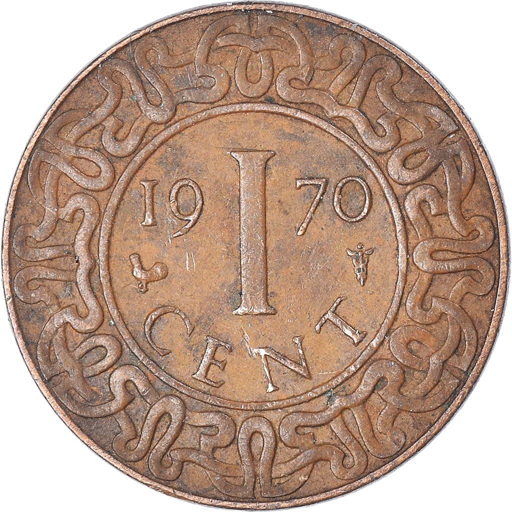Suriname | 1 Cent Coin | Red Palulu Flower | Wreath | Natives | Km:11 | 1962 - 1972