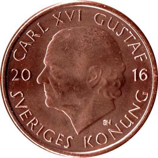 Szwecja | Moneta 2 korony | Król Karol XVI Gustaw | Trzy Korony | Wir | Km:929 | 2016 - 2020