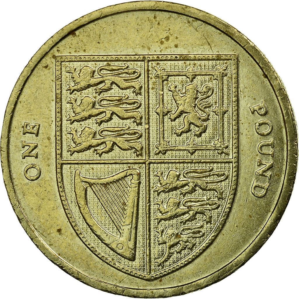 United Kingdom Coin 1 Pound | Elizabeth II 4th portrait | Royal Shield | 2008 - 2015