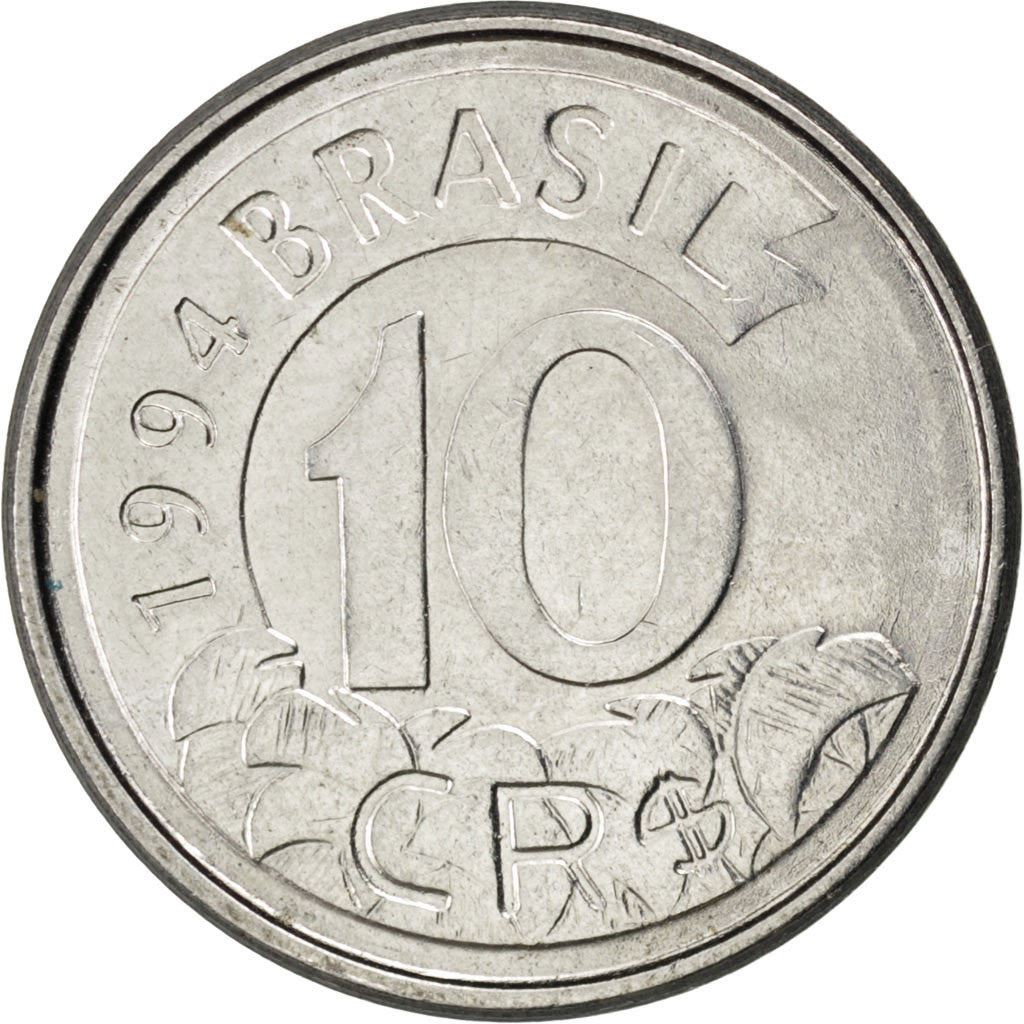 Brazil 10 Cruzeiros Reais Coin KM628 1993 - 1994