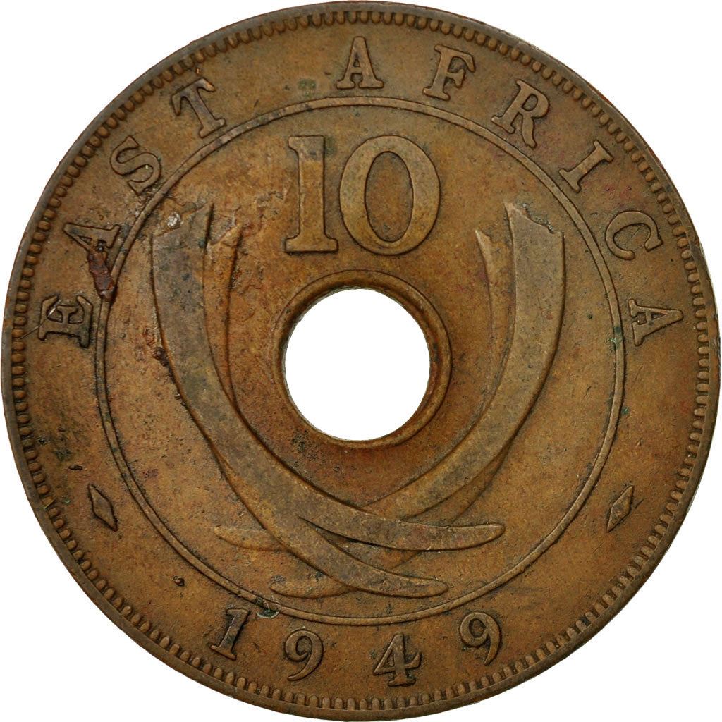 East Africa | 10 Cents Coin | Crown | Tusks | Km:34 | 1949 - 1952