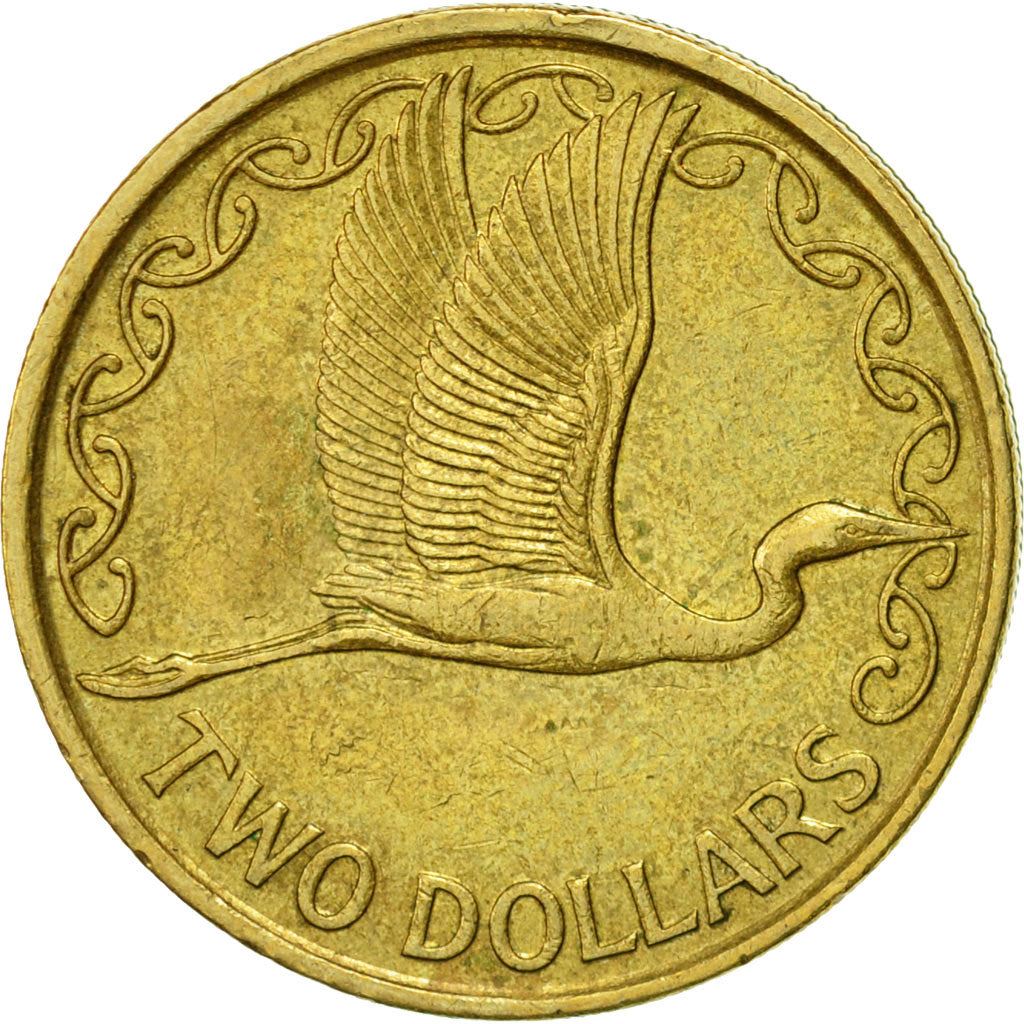 New Zealand | 2 Dollars Coin | Elizabeth II | White Heron | Kotuku | Km:79 | 1990 - 1998