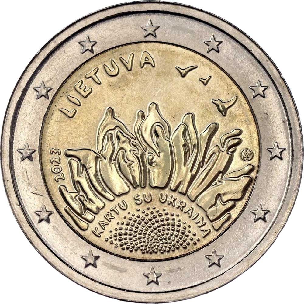 Lithuania | 2 Euros Coin | Together with Ukraine | KM:282 | 2023