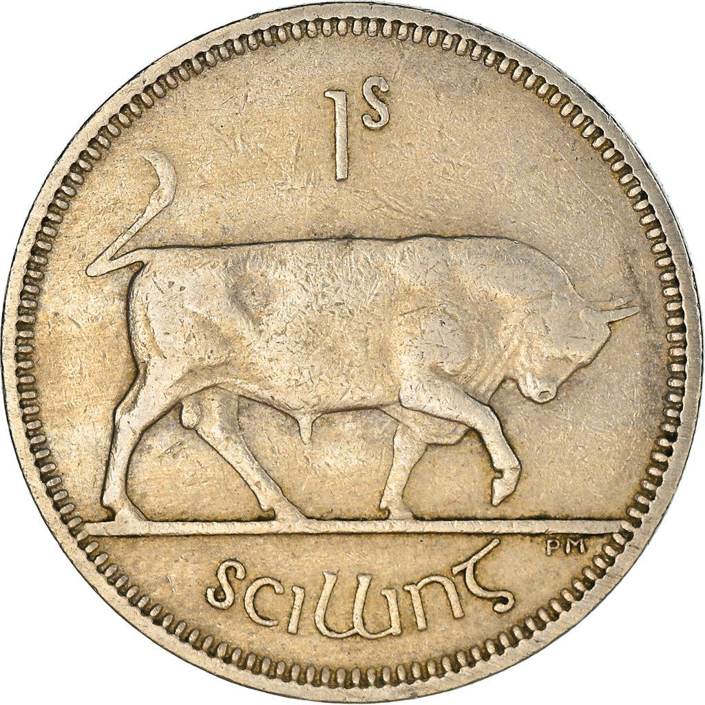Ireland Coin Irish 1 Scilling | Celtic Harp | Bull | KM14a | 1951 - 1968