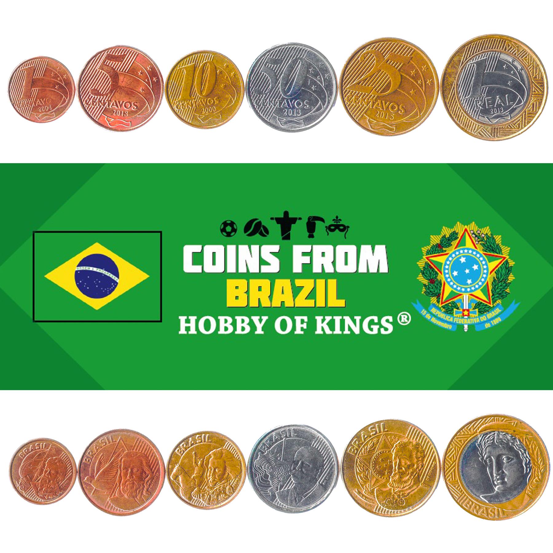 Brazil | 6 Coin Set | 1 Centavo 5 10 25 50 Centavos 1 Real | 1998 - 2024