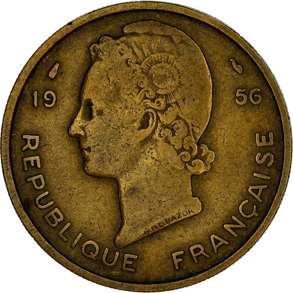 French West Africa | 25 Francs Coin | Marianne | Gazelle | Maize | Km:7 | 1956