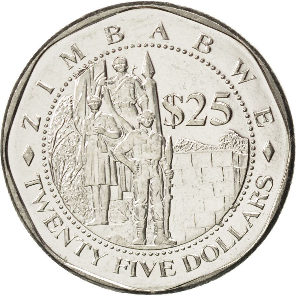 Zimbabwe | 25 Dollars Coin | Military Monument | Km:15 | 2003