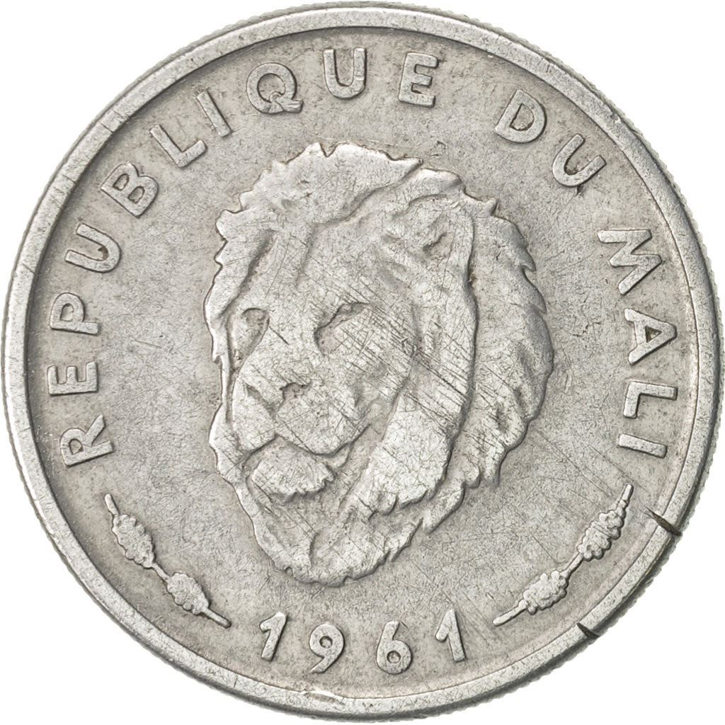 Mali | 25 Francs Maliens Coin | Lion's head | Km:4 | 1961