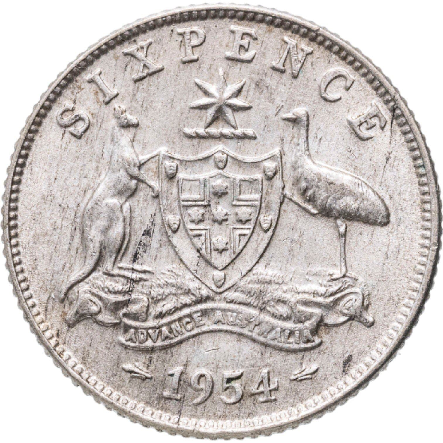 Australia | 6 Pence Coin | Elizabeth II | KM:52 | 1953 - 1954