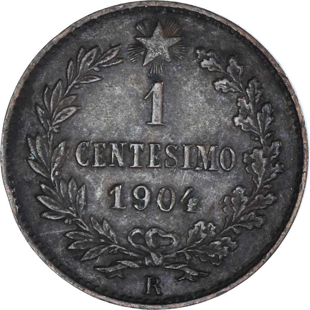 Italy 1 Centesimo Coin Vittorio Emanuele III | Branch | Oak Laurel | Star | KM35 | 1902 - 1908