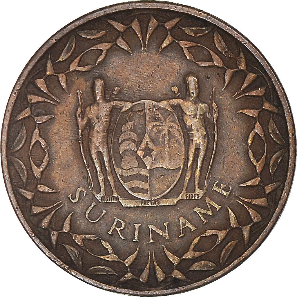 Suriname | 1 Cent Coin | Red Palulu Flower | Wreath | Natives | Km:11 | 1962 - 1972