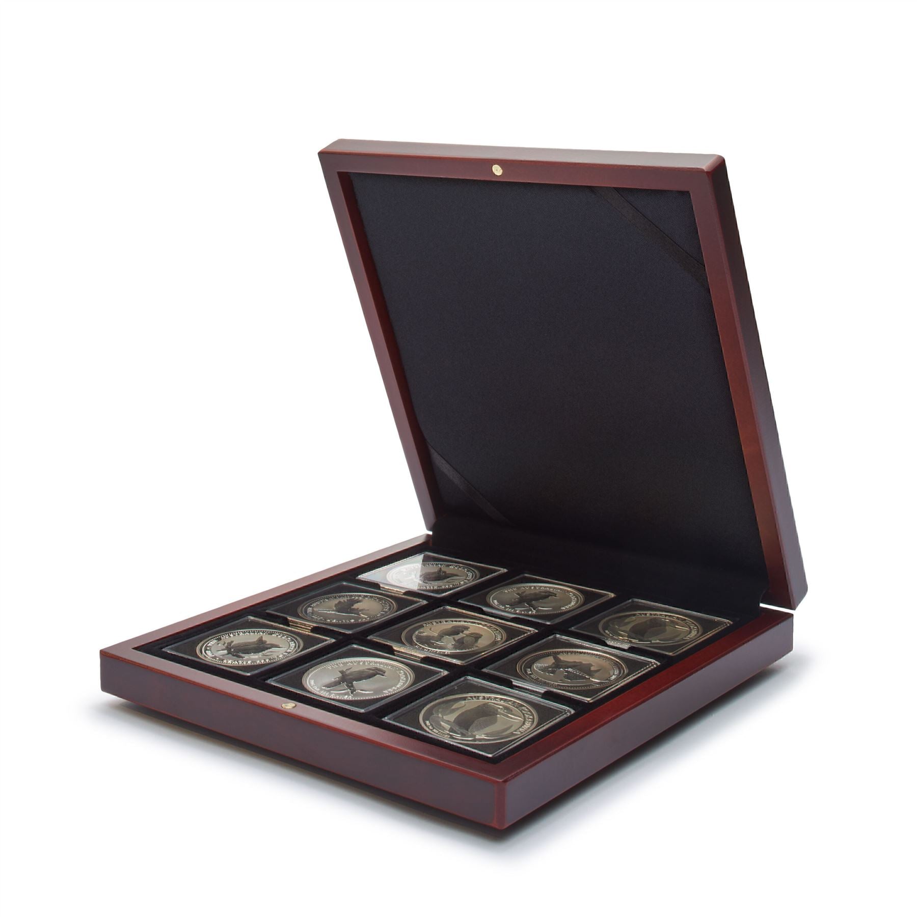 VOLTERRA Coin Case | Wood Coin Box for 9 Square Capsules | Fits 9 50x50mm QUADRUM Capsules