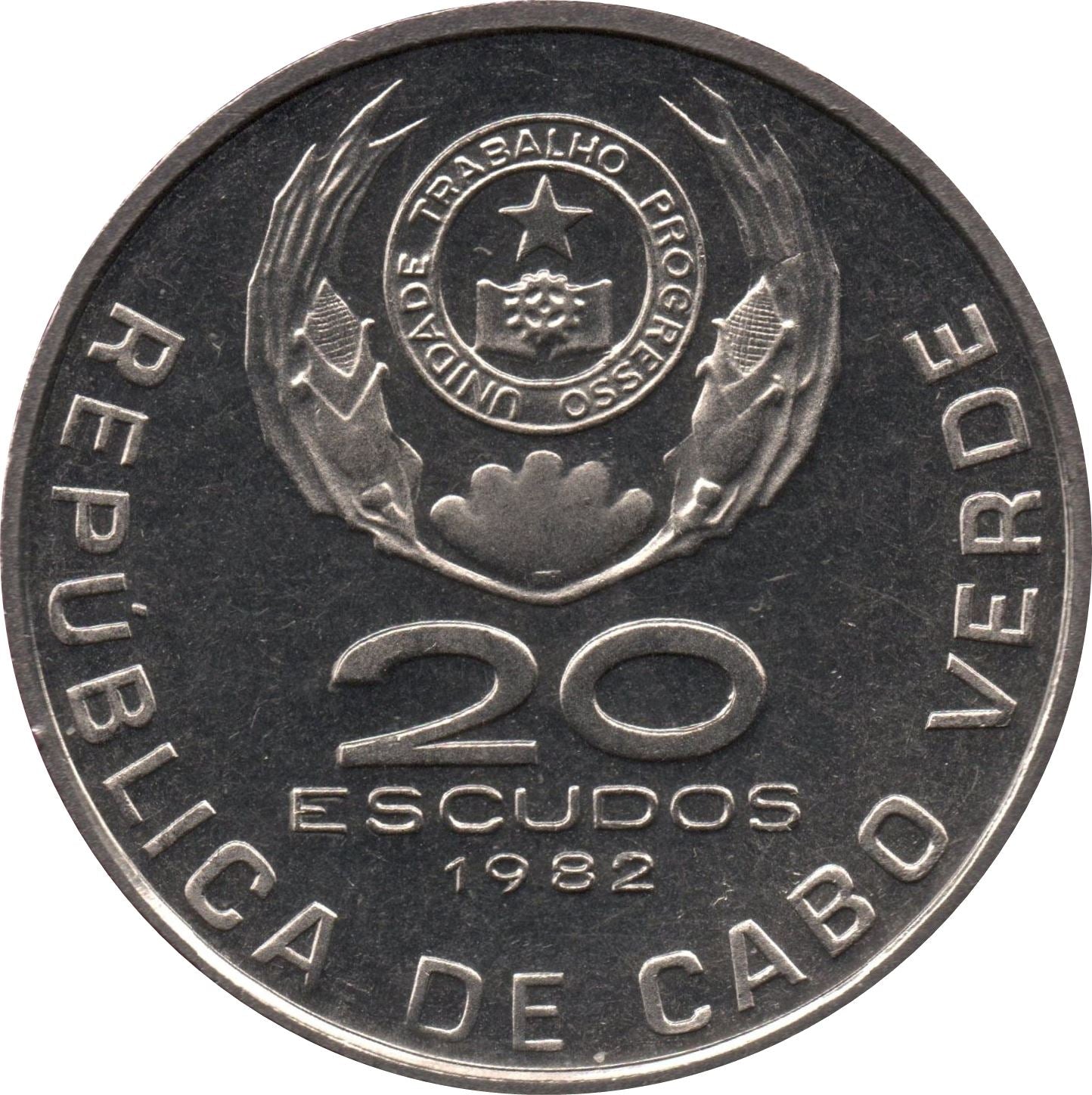 Cape Verde | 20 Escudos Coin | Domingos Ramos | KM20 | 1977 - 1982