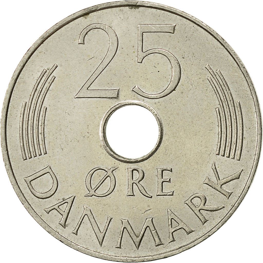 Denmark | 25 Ore Coin | Monogram | Km:861 | 1973 - 1988