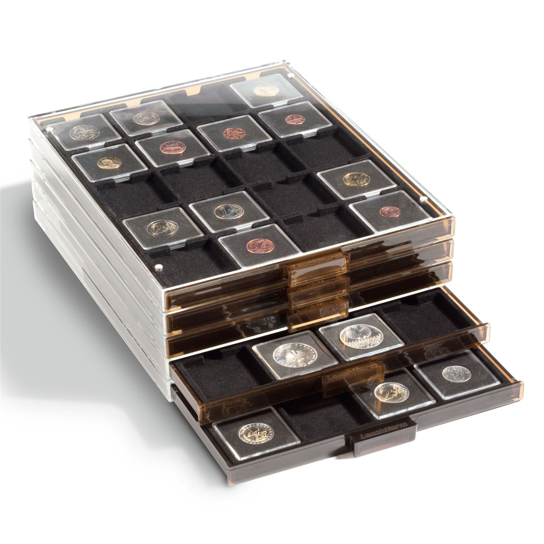 QUADRUM Square Capsules | 50x50x6.25mm Coin Capsules | For 10-41mm Diameter and up to 3.3mm Coin Thickness | Packs of 10