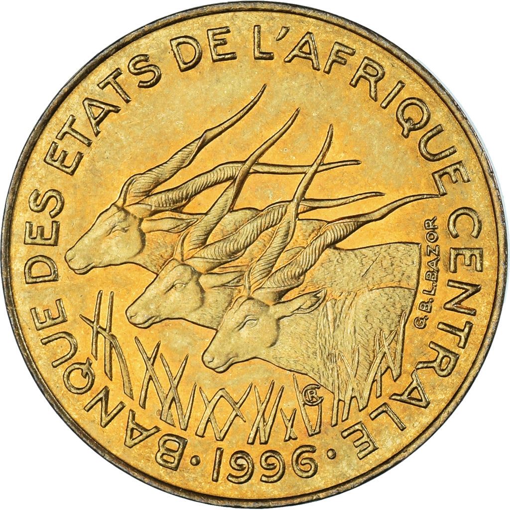 Central African States | 10 Francs Cfa Coin | Antelope | Crops | Km:9 | 1974 - 2003