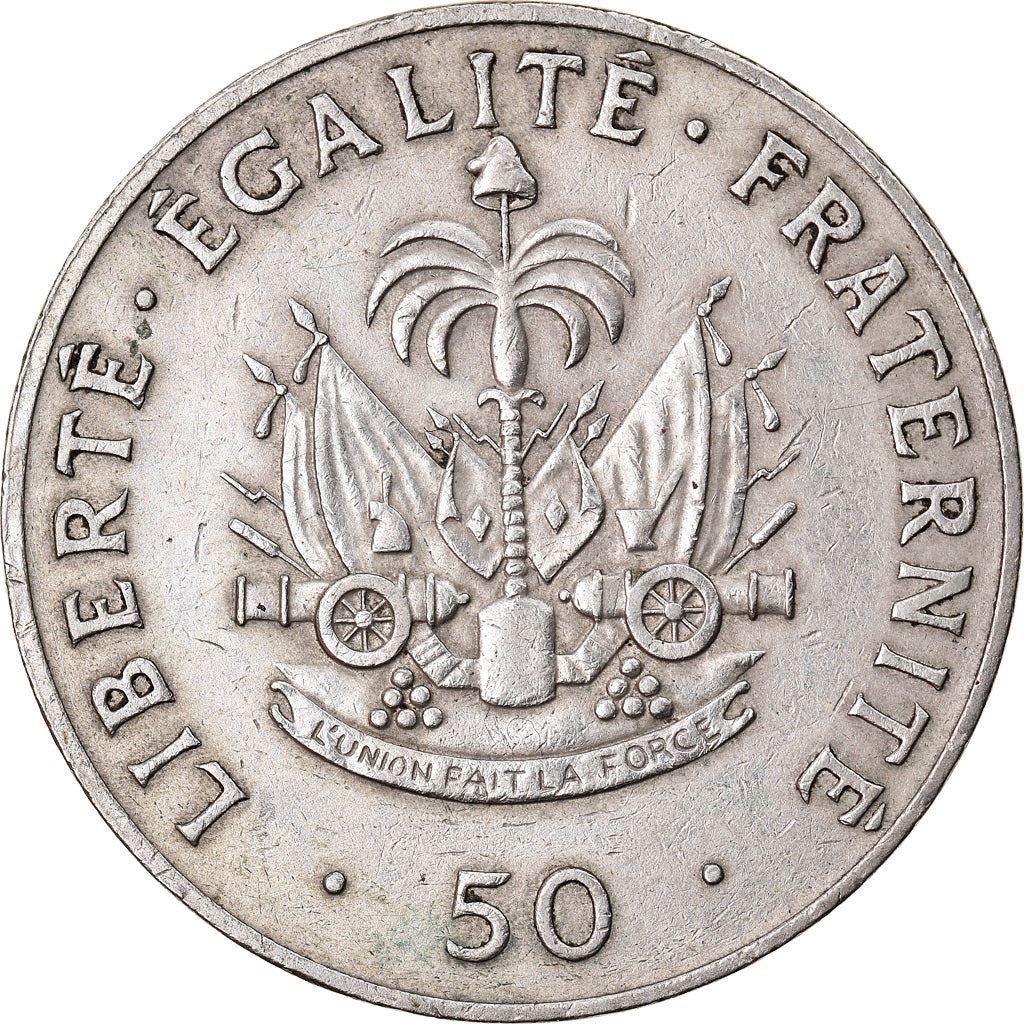 Haiti | 50 Centimes Coin | Charlemagne Peralte | Cannon | KM:153 | 1986 - 1991