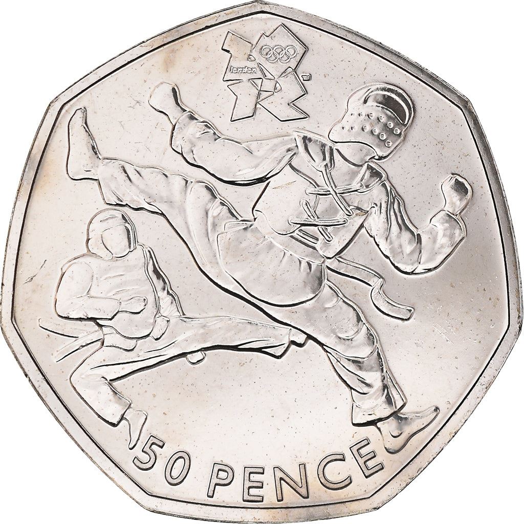 United Kingdom 50 Pence Coin | Elizabeth II 4th portrait | Taekwondo | 2011