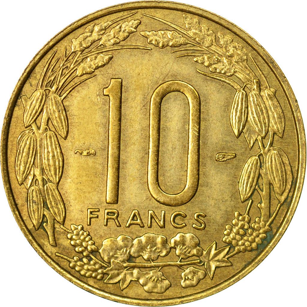 French Equatorial Africa | 10 Francs Coin | Antelope | Crops | Wreath | Km:11 | 1958