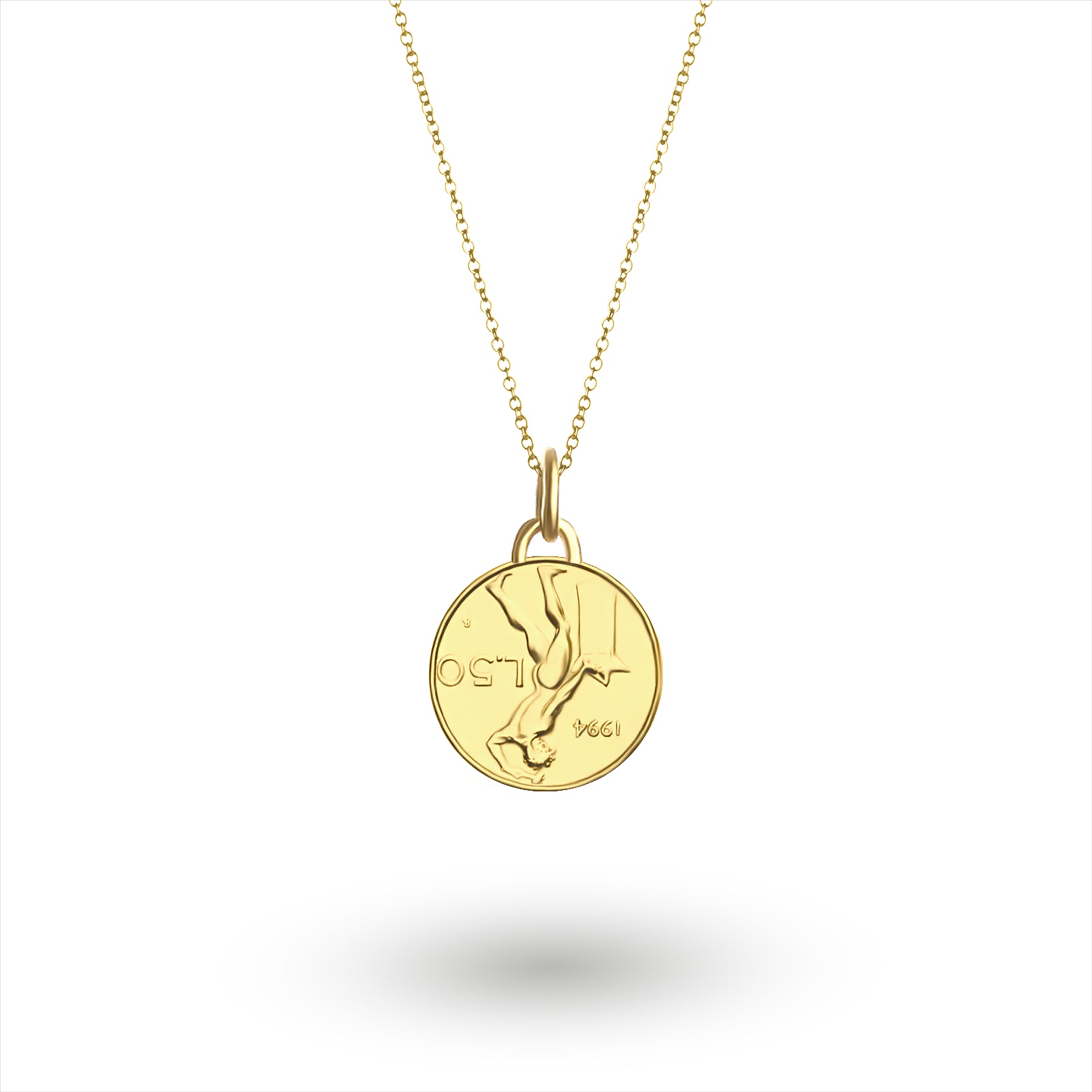 Italian Coin Necklace | Medallion Pendant Jewelry | 18K Gold Plated 50 Lira | 1990 - 1995