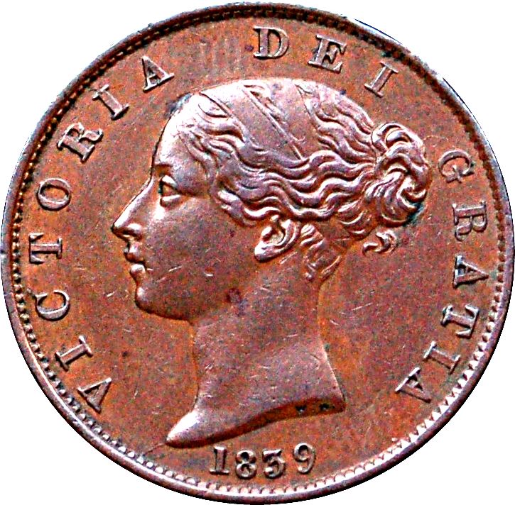 Isle of Man 1/2 Penny Coin | Victoria | Triskelion | KM13 | 1839 - 1860