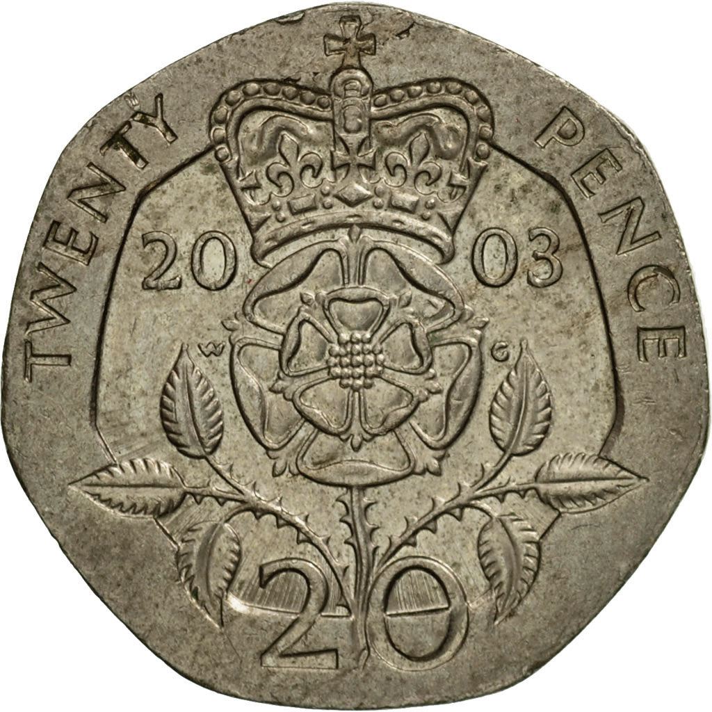 United Kingdom | 20 Pence Coin | Tudor Rose | Km:990 | 1998 - 2008