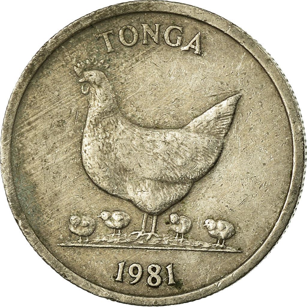 Tonga | 5 Seniti Mynt | Høne | Kylling | Kokosnøtt | FAO | Km:68 | 1981 - 1996