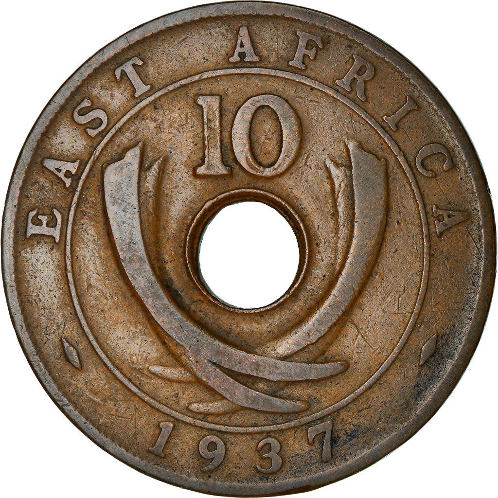 East Africa | 10 Cents Coin | Crown | Tusks | Km:26 | 1937 - 1945