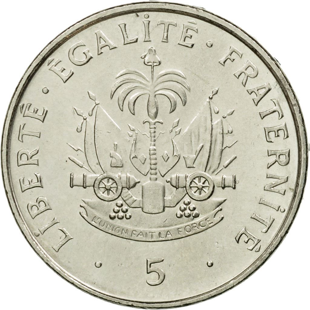 Haiti | 5 Centimes Coin | Charlemagne Peralte | Cannon | Km:154a | 1995 - 1997