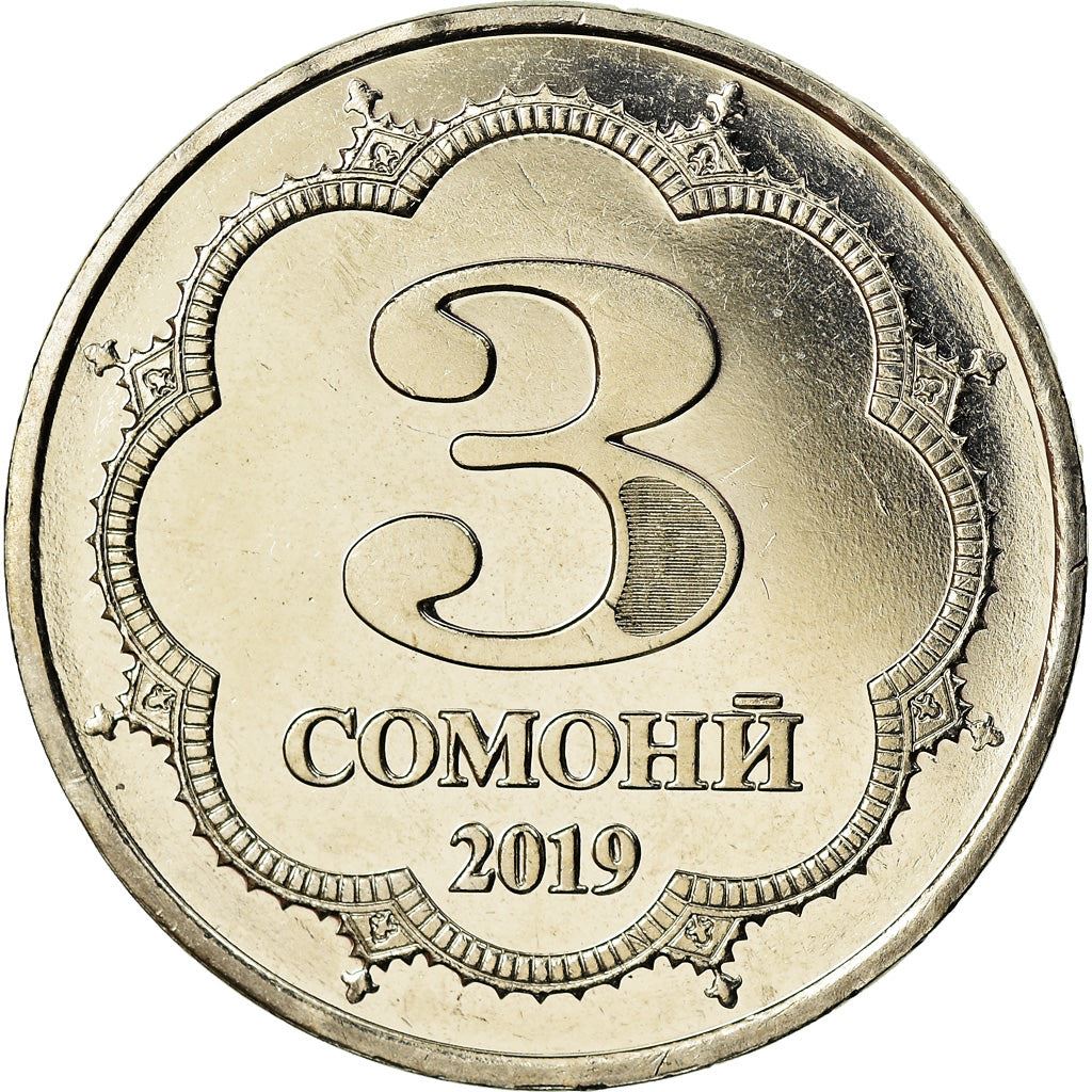 Tajikistan | 3 Somoni Coin | Shirinsho Shohtemur | Km:57 | 2019 - 2023